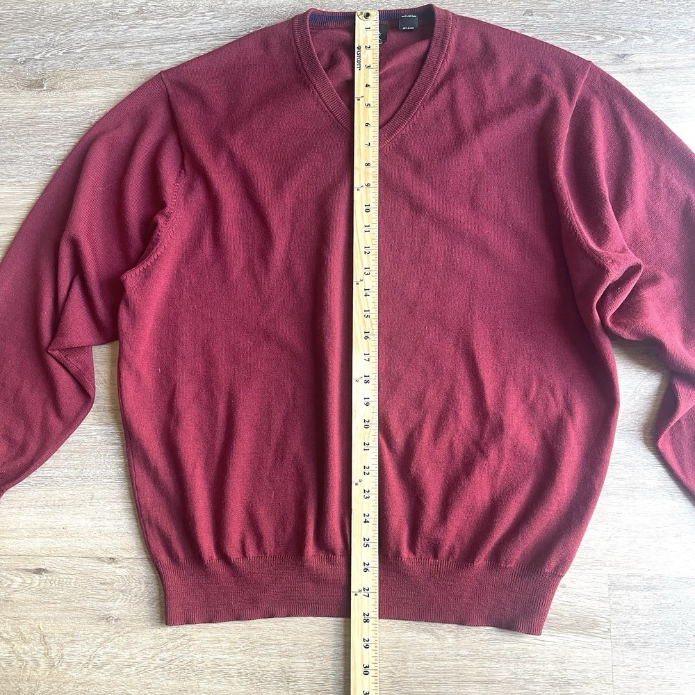 Jos A. Bank 100% Merino Wool Sweater XXL 2X Wine V-Neck Signature Collection - Picture 2 of 6